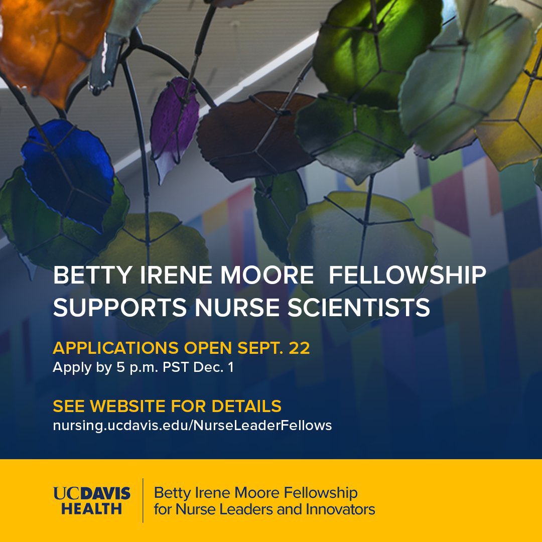 Interested in the #BettyIreneMooreNurseFellows program at <a href="/UCDavis_Nursing/">UC Davis Betty Irene Moore School of Nursing</a>? <a href="/YoungHeatherM/">Heather M Young</a> is hosting informational webinars on Sept. 22, Oct. 13 and Nov. 3. 

Sign up at bit.ly/BIMFNLI #nursingscience