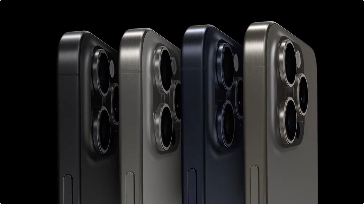 iPhonemods's tweet photo. iPhone 15 Pro เปิดตัวแล้ว! วัสดุไทเทเนียม มาพร้อมชิป A17 Pro พอร์ต USB-C

- มาพร้อม iPhone 15 Pro และ iPhone 15 Pro Max
- ตัวเครื่องใช้วัสดุTitanium
- ขอบเครื่องลบมุม ด้านหลังกระจกด้าน
- เป็นรุ่นโปรที่เบาที่สุดเท่าที่เคยมีมา
- ขอบเครื่องบางสุดในรุ่นโปรที่ทำมา
- หน้าจอขนาด 6.1" และ 6.7"
- วัสดุ Titanium ระดับ 5
- วัสดุเดียวกับยานบนดาวอังคาร
- มาพร้อม สีใหม่ สี Blue และสี Titanium 
- ชิป A17 Pro กระบวนการผลิต 3nm ประสิทธิภาพและการจัดการแบตเตอรี่ดีขึ้น
- เปลี่ยนปุ่ม Mute (ปุ่มปิดเสียง )เป็น Action ที่สามารถสั่งการทำงานเพิ่มเติมได้ ตอบสนองแบบสั่น
- CPU 6-Core เร็วขึ้น 10%
- พอร์ต USB-C ส่งข้อมูลเร็วสูงสุด 10 Gbps
- GPU 6-core เร็วขึ้น 20% 
- รองรับเทคโนโลยี Ray Tracing เร็วกว่าชิป A16 ถึง 4 เท่า
- เล่นเกม Residence Evil Village ใน iPhone 15 Pro ได้ (เฉพาะรุ่นที่ใช้ชิป A17 Pro)
- Wi-Fi 6E

- กล้องหลัก (Wide) 48MP, 24mm f/1.78
- กล้องหลักสามารถ Crop ที่ระยะ 24mm, 28mm, 35mm ได้โดยไม่เสียรายละเอียด
- มี Night Mode Portrait

- iPhone 15 Pro ซูมได้ 3 เท่า Pro Max ซูม 5 เท่า ที่ระยะ 120mm f/2.8
- กล้อง Ultra-Wide 13mm f/2.2

- iPhone 15 Pro ความจุ 128GB, 256GB, 512GB และ 1TB
- iPhone 15 Pro Max ความจุ 256GB, 512GB และ 1TB
- iPhone 15 Pro ราคาเริ่มต้น 41,900 บาท
- iPhone 15 Pro Max ราคาเริ่มต้น 48,900 บาท

#iMoD #iPhone15Pro #iPhone15ProMax #Wonderlust #AppleEvent