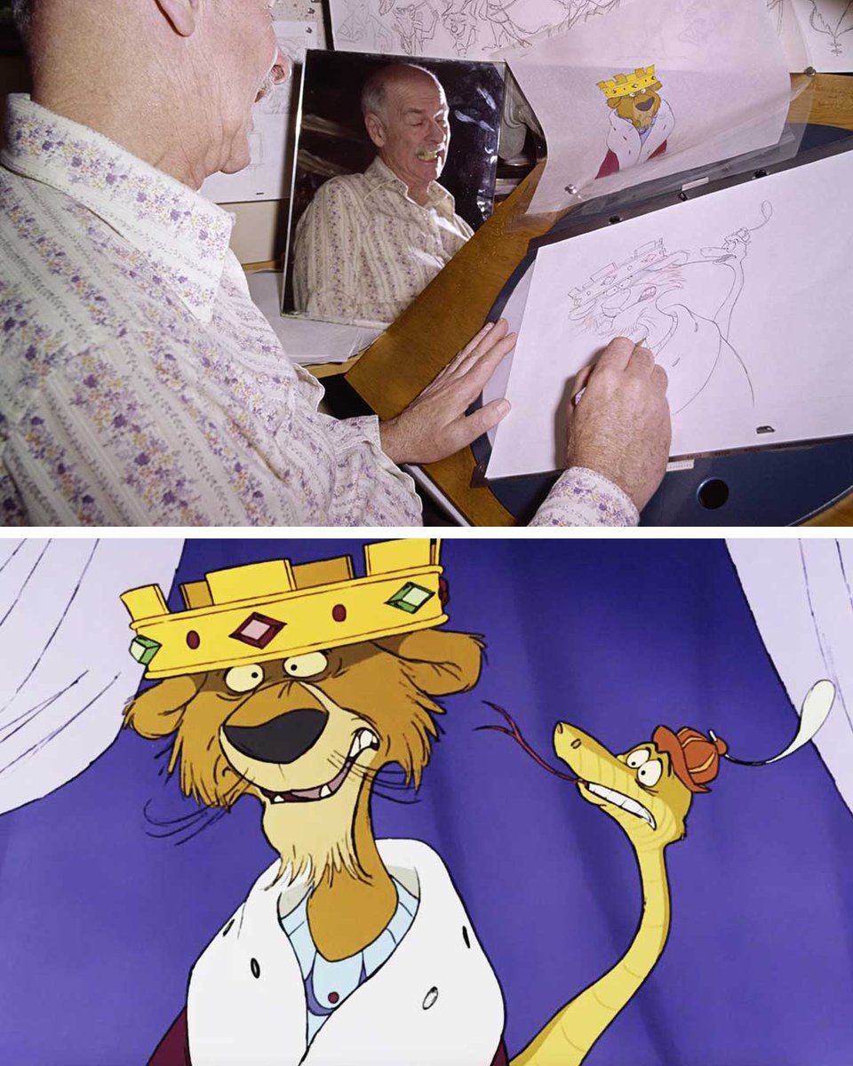 Can you name these two characters being drawn by legendary Walt <a href="/DisneyAnimation/">Disney Animation</a> Studios artist Ollie Johnston for the animated classic Robin Hood? #Disney100 (📸: <a href="/TWDCArchives/">Walt Disney Archives</a>)