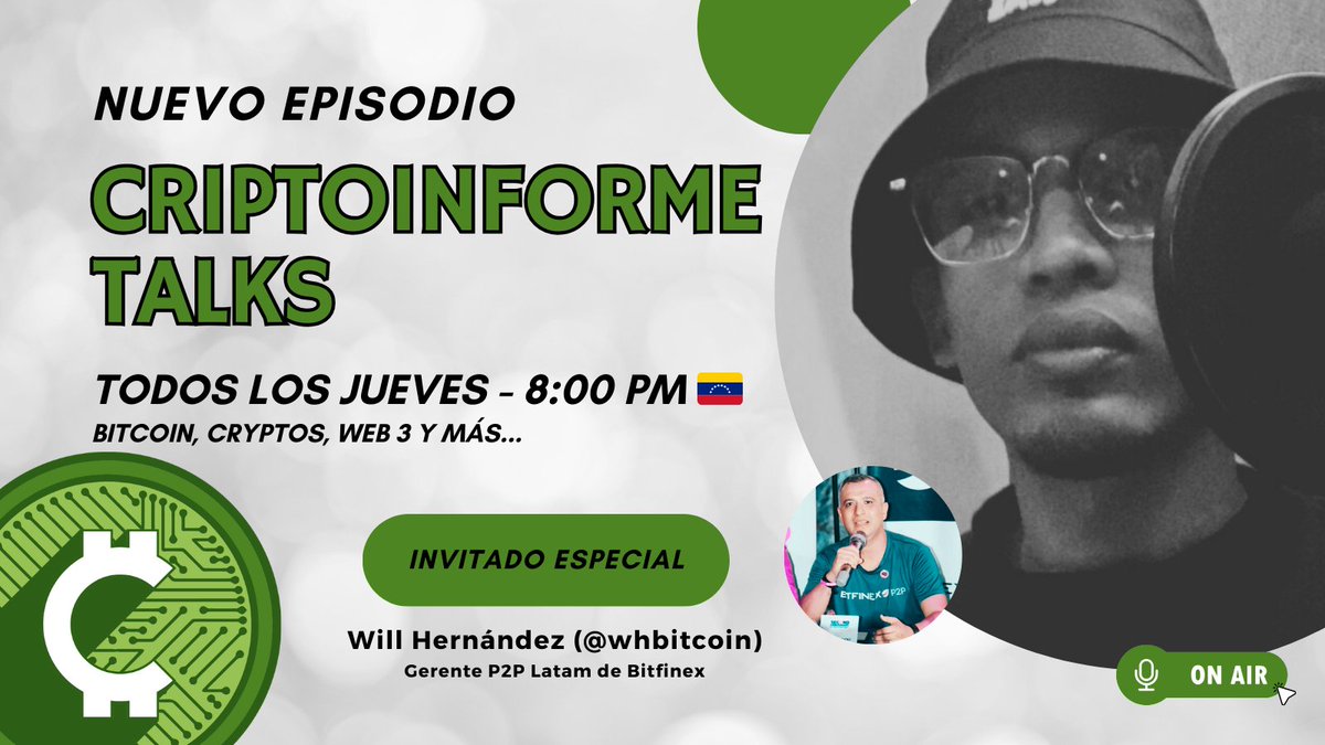 Criptoinforme's tweet photo. 📆 Este jueves en #CriptoInformeTalks tendremos como invitado especial a nuestro amigo Will Hernández (@whbitcoin), Gerente P2P Latam de @Bitfinex, para hablar sobre todo lo relacionado con el mercado P2P de criptomonedas en Venezuela y Latinoamérica.🇻🇪🌎 https://t.co/THczlBmhJ9