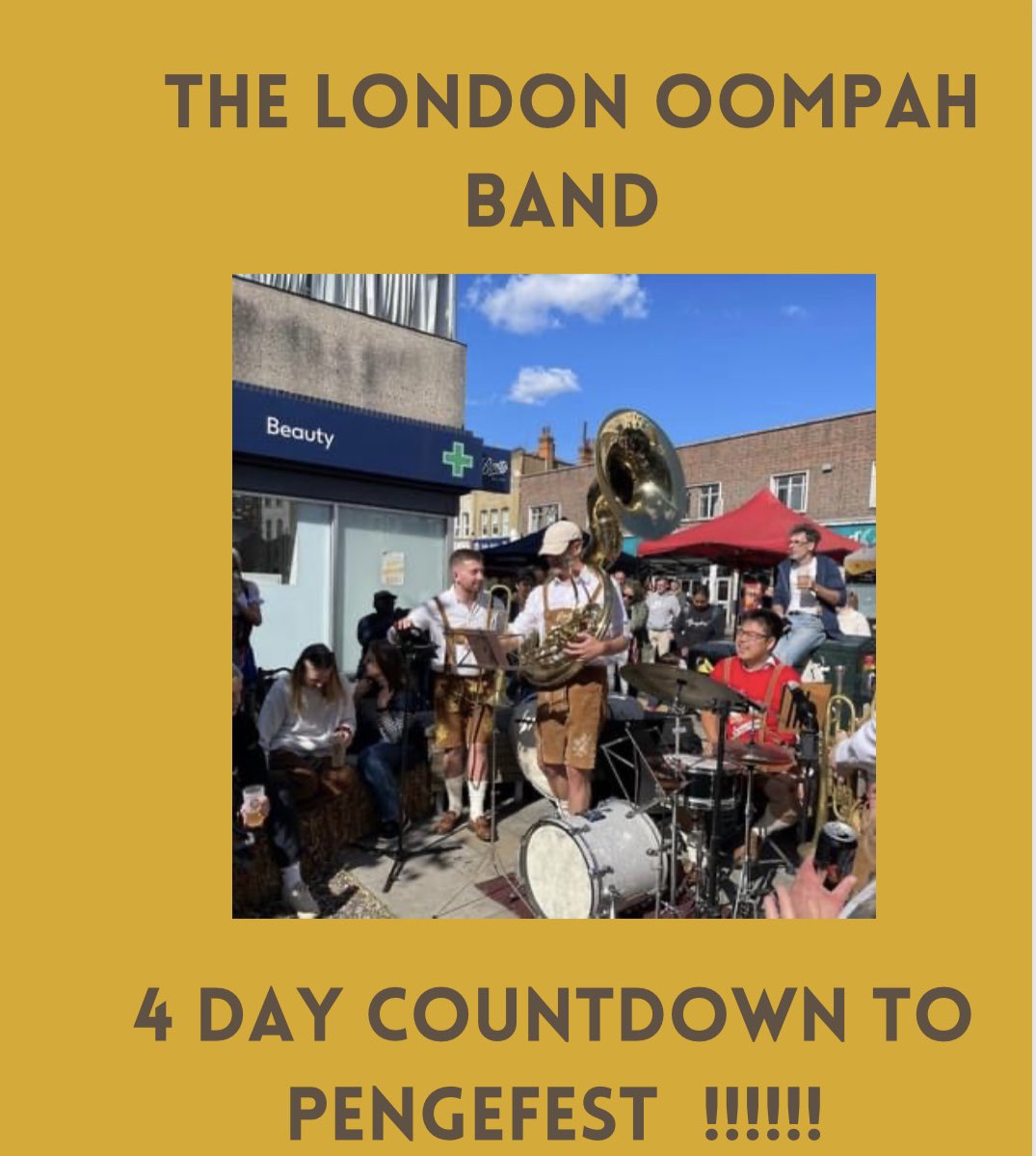 Cllr Kevin Kennedy-Brooks (@kkennedybrooks) on Twitter photo Excited to welcome the London Oompah Band back on 16.09 - Penge High Street . Fundraising for St Christopher’s Hospice <a href="/StChrisHospice/">St Christopher's</a> <a href="/BromleyWell/">Bromley Well</a> <a href="/labour4bromley/">Bromley Labour 🌹</a> <a href="/GreenGymPenge/">Penge Green Gym 🍃💚🍃</a> <a href="/thepengetourist/">Penge Tourist Board</a> <a href="/SE20Penge/">Penge SE20</a> <a href="/cpdinosaurs/">Crystal Palace Dinos</a> <a href="/SoutheyBrewing/">SoutheyBrewingCo</a> <a href="/threehoundsbeer/">Three Hounds Beer Co</a> Excited to welcome the London Oompah Band back on 16.09 - Penge High Street . Fundraising for St Christopher’s Hospice <a href="/StChrisHospice/">St Christopher's</a> <a href="/BromleyWell/">Bromley Well</a> <a href="/labour4bromley/">Bromley Labour 🌹</a> <a href="/GreenGymPenge/">Penge Green Gym 🍃💚🍃</a> <a href="/thepengetourist/">Penge Tourist Board</a> <a href="/SE20Penge/">Penge SE20</a> <a href="/cpdinosaurs/">Crystal Palace Dinos</a> <a href="/SoutheyBrewing/">SoutheyBrewingCo</a> <a href="/threehoundsbeer/">Three Hounds Beer Co</a>