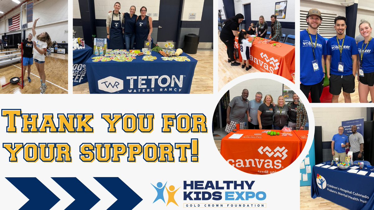 GoldCrownCO's tweet photo. A BIG thank you to our 2023 #HealthyKidsExpo sponsors! We are so grateful to work with such amazing organizations who come together in support of our community's health & happiness!
#HealthHuddle #GoldCrownKids ππ
@canvasfamily @ChildrensColo @AlpineBankColo @twrgrassfedbeef https://t.co/mzwLODUTcH