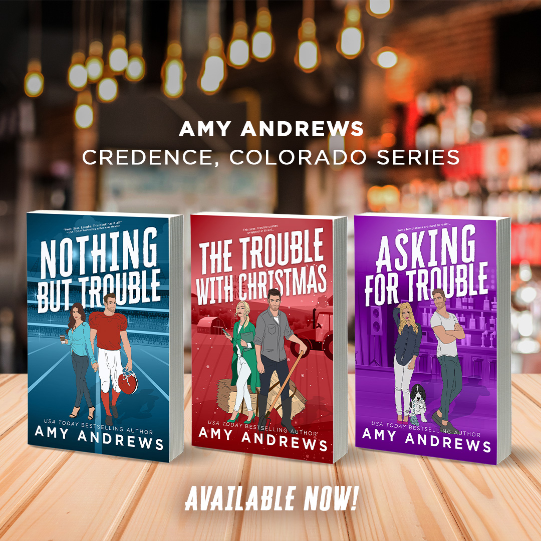 Excited that my #quirky #romcom #smalltown series has got a fab facelift! Loving on these covers so hard and best of all <a href="/entangledpub/">Entangled Publishing</a> are celebrating the new look by putting Nothing But Trouble #free until Sunday!!! Get it here  books2read.com/u/318BWD