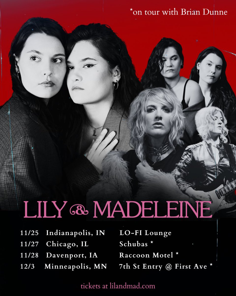 Lily & Madeleine (@lilandmad) on Twitter photo More shows coming up!! We’re excited to be co-headlining with our friend <a href="/briandunnemusic/">Brian Dunne</a> ⚡️ tickets on sale this Thurs!
P.S. can you guess what movie poster this design was inspired by?? More shows coming up!! We’re excited to be co-headlining with our friend <a href="/briandunnemusic/">Brian Dunne</a> ⚡️ tickets on sale this Thurs!
P.S. can you guess what movie poster this design was inspired by??