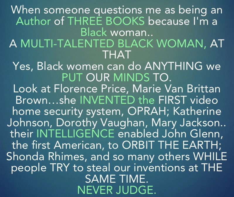 #blackwomen #blackgirlmagic #blackinnovators #blackinventors #blackfemaleinventors #blackwomeninventors #blackhistory #author #authors #blackauthors #blackauthor #blackwomenrock #blackwomenauthors #blackwriters #blackwriter #artist #blackartist #artists #blackartists