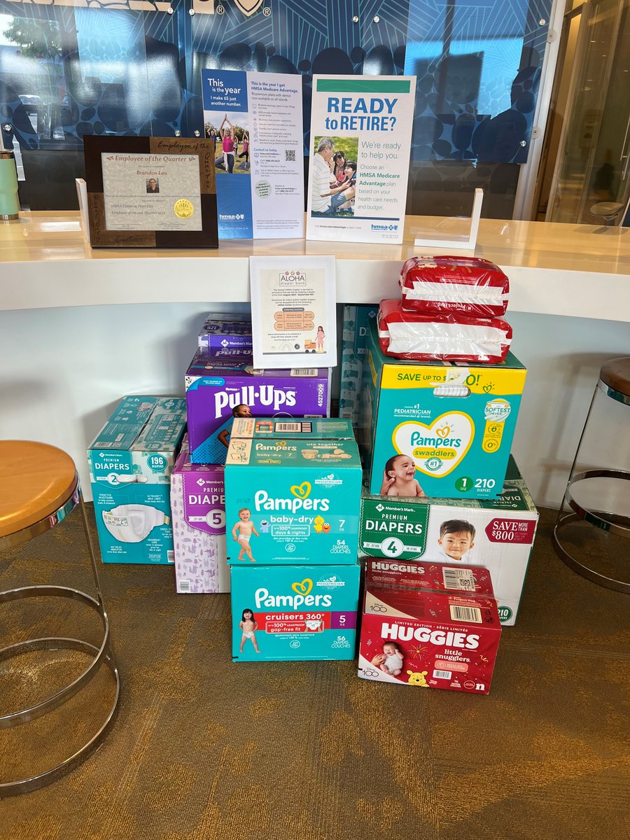 Mahalo to everyone who donated diapers to @HFMAHawaii and @alohadiaper's diaper drive at the @hmsahawaii Centers in Honolulu and Pearl City, and other locations. All donations will go to Aloha Diaper Bank for distribution to families in need of diapers for their babies.