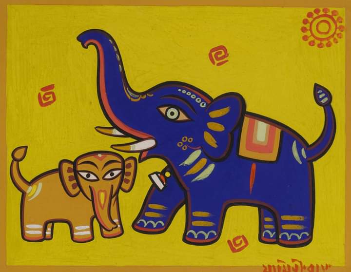 Arthistorian18's tweet photo. Soooo cute 🐘
Jamini Roy (1887 - 1972)
Untitled (Two Elephants)
Tempera on card
Signed in Bengali lower right
32.3 x 41.5 cm
Source: @sothebys
#JaminiRoy #JaminiRoyArt #GouacheArtists #Tempera #Gouache #Bengalartists #IndianArtists #Potua #PoterChobi #BengalArt https://t.co/KZh95bDGiM