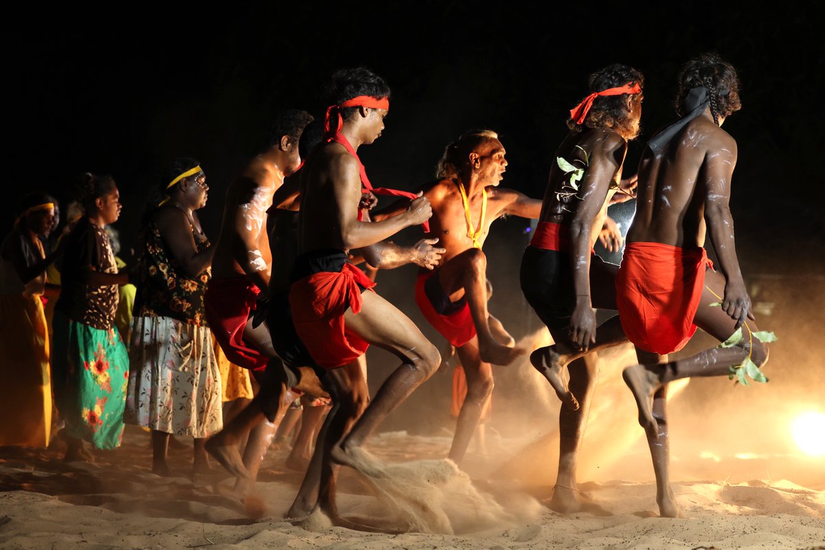 Celebration of culture!🖤💛❤️ Miriwoong dancers at Home Valley for the 2023 AGMs of the Kimberley Land Council <a href="/KLC1978/">KimberleyLandCouncil</a>, Kimberley Language Resource Centre, Kimberley Aboriginal Law &amp; Culture Centre, AARNJA &amp; Empowered Young Leaders.

📷Andrew Meares
#aboriginal #indigenous