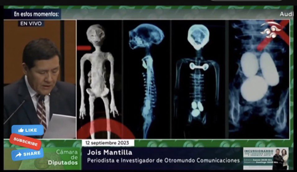 ChrisCYVR's tweet photo. Mexico #UAP / #UFO Hearing Alien Bodies:
- Recovered in Peru in a diatom mine
- Found in 2017 between Palpa &amp; Nazca
- Not part of our terrestrial evolution
- Carbon dated at approx 1000 years old
- Not mummies, bodies are intact
- Thoroughly researched 😮 
#ufoX #uapX #ufotwitter https://t.co/R9y9tLEbIu