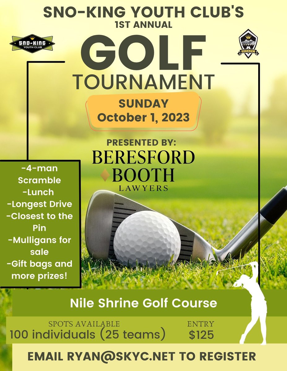 thebackstop's tweet photo. Attention all golfers! Come have fun and show off your skills!  Please support our son Ryan Budnick and Sno-King Youth Club as they are putting on a fundraising golf tournament to raise money for the kids and organization! See flyer below: https://t.co/cMT9l6Daq1