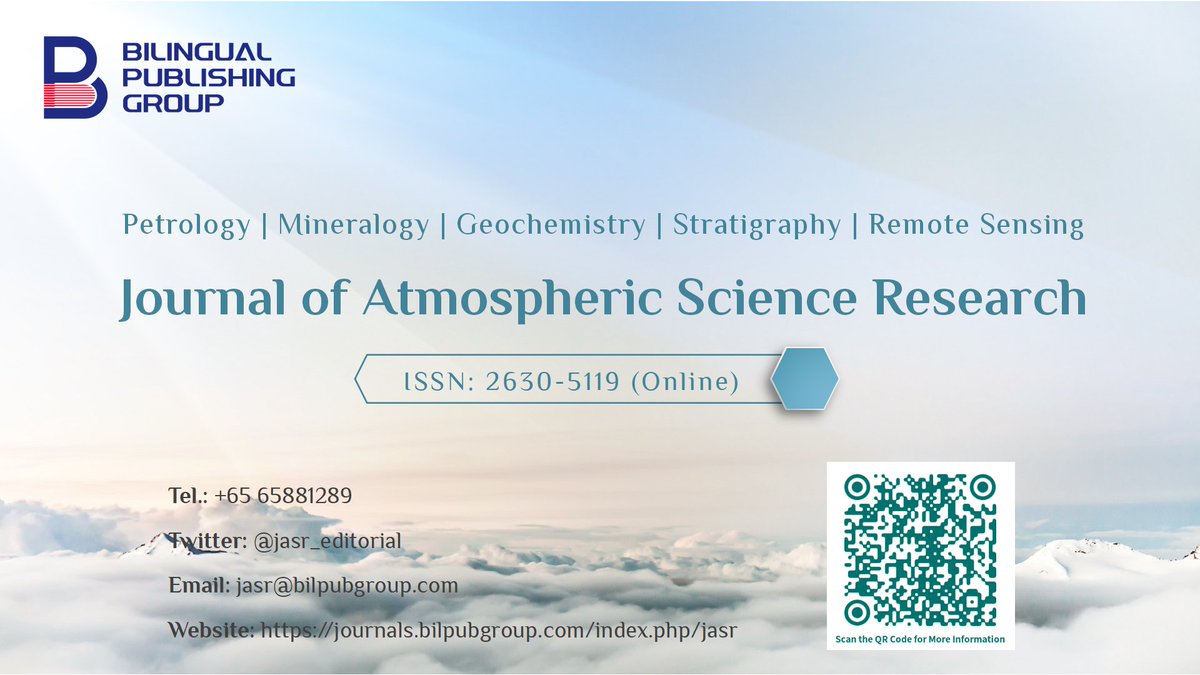 bilingual_pub's tweet image. ☁️🌍 Immerse yourself in a world of captivating articles that unravel the mysteries of our #atmosphere, #weatherpatterns, and #climatedynamics. 
journals.bilpubgroup.com/index.php/jasr
#AtmosphericScience #Weather #Climate #Research #Journal #Meteorology #Climatology #AirPollution #RemoteSensing