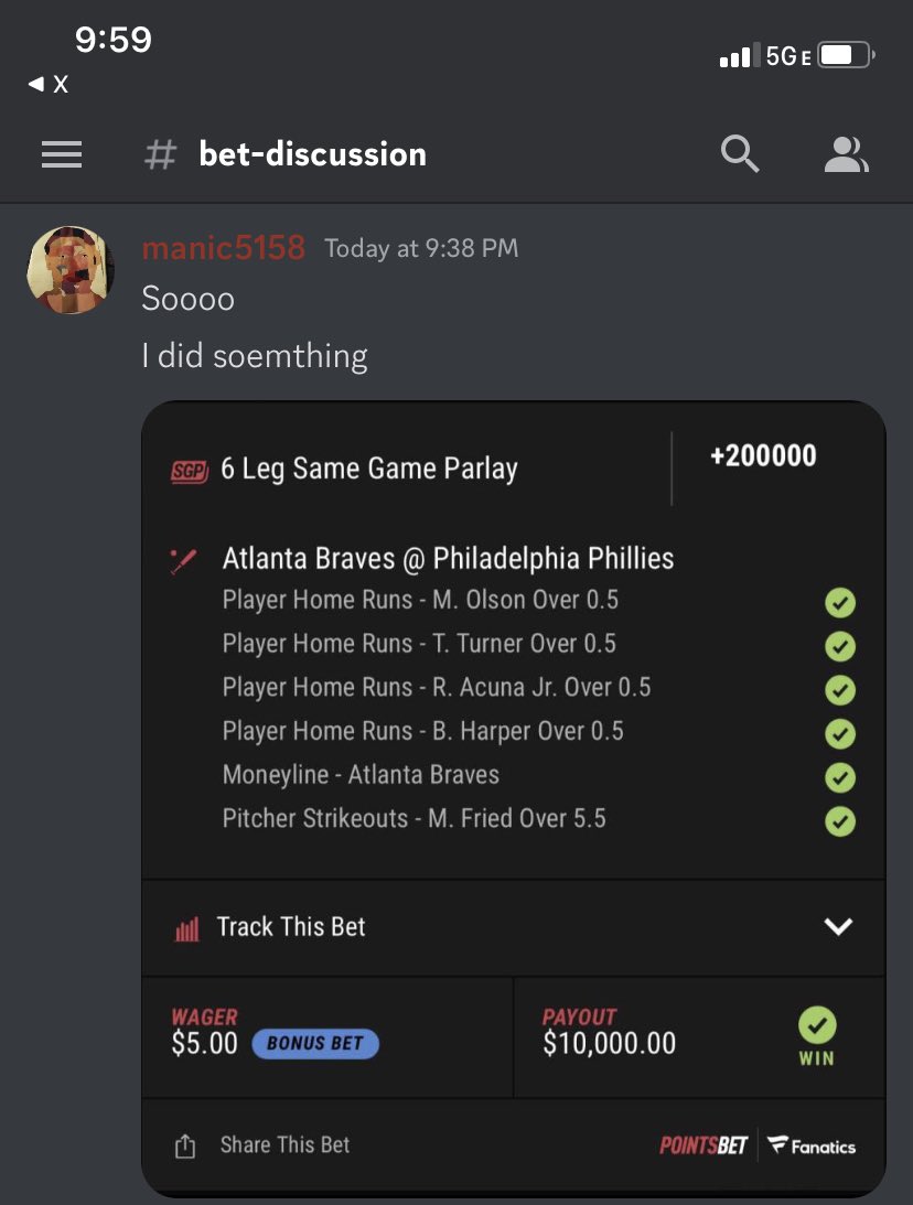 Notswervee's tweet photo. My guy in discord just hit a MEGA MAX! $5—->$10,000 HOLY FUCK 🔥💯 Link for discord in bio! #GamblingTwitter #MLB https://t.co/sOZEKaUBaW