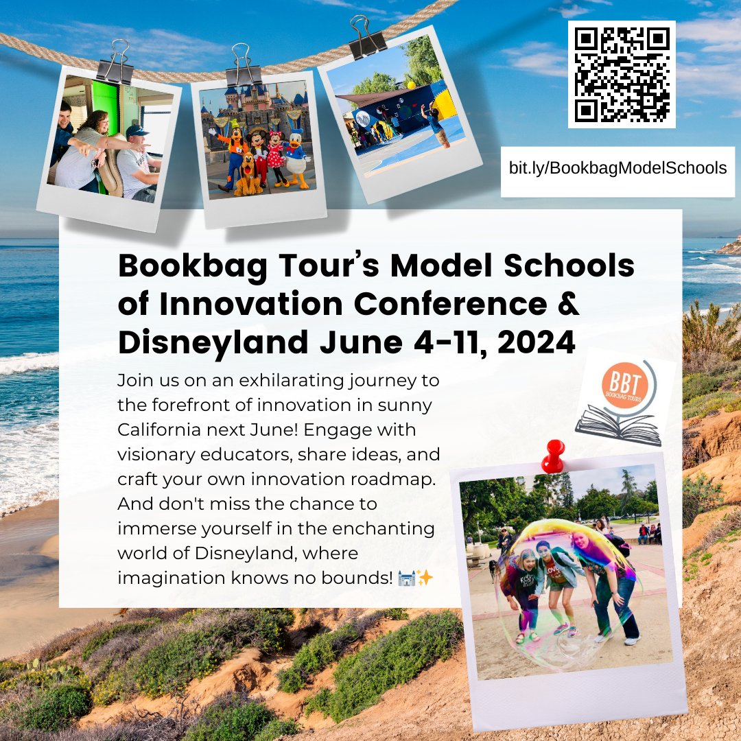 Embark on an inspiring journey of innovation in sunny California next June! Choose your path: 1️⃣ Explore cutting-edge schools with us 🏫📚 2️⃣ Dive into the magic of Disneyland 🏰✨ 3️⃣ Combine both for a powerful & innovative adventure! 🌟🎢 Learn more: bit.ly/BookbagModelSc…