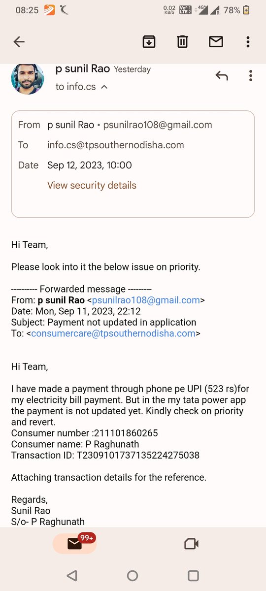 S_uni_L's tweet photo. @TataPower Hi team I have been following up with the team for 2 days. There is no reply yet. I am not getting proper output with the customer support team. Please help me to resolve the issue. https://t.co/Nrw0LtcLKC