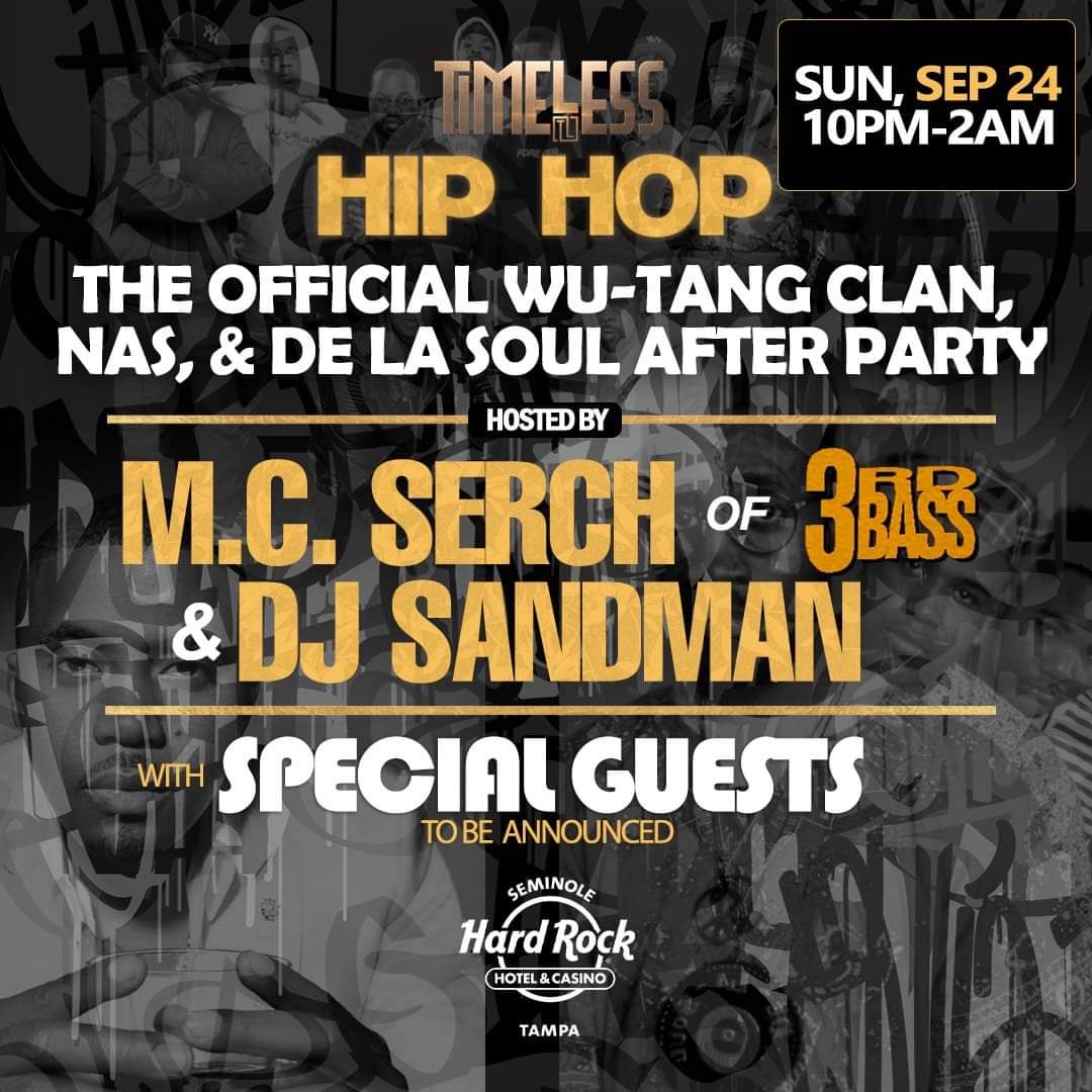 djsandman813's tweet image. Official After Party for #Nas #WuTang #DeLaSoul concert.  Hosted by @MCSerch  Sun 9/24.   Special Guest announced this week. Tickets Here: ticketmaster.com/event/0D005F29…  
@SHRTampa