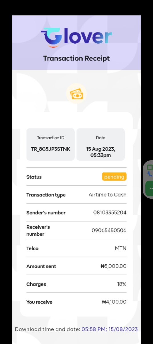 Timitoba1's tweet photo. @MTN180 @MTNNG I made a transaction on glover App since August 15,timr 5:33pm but not gotten a refund. https://t.co/G95KwhxE4w