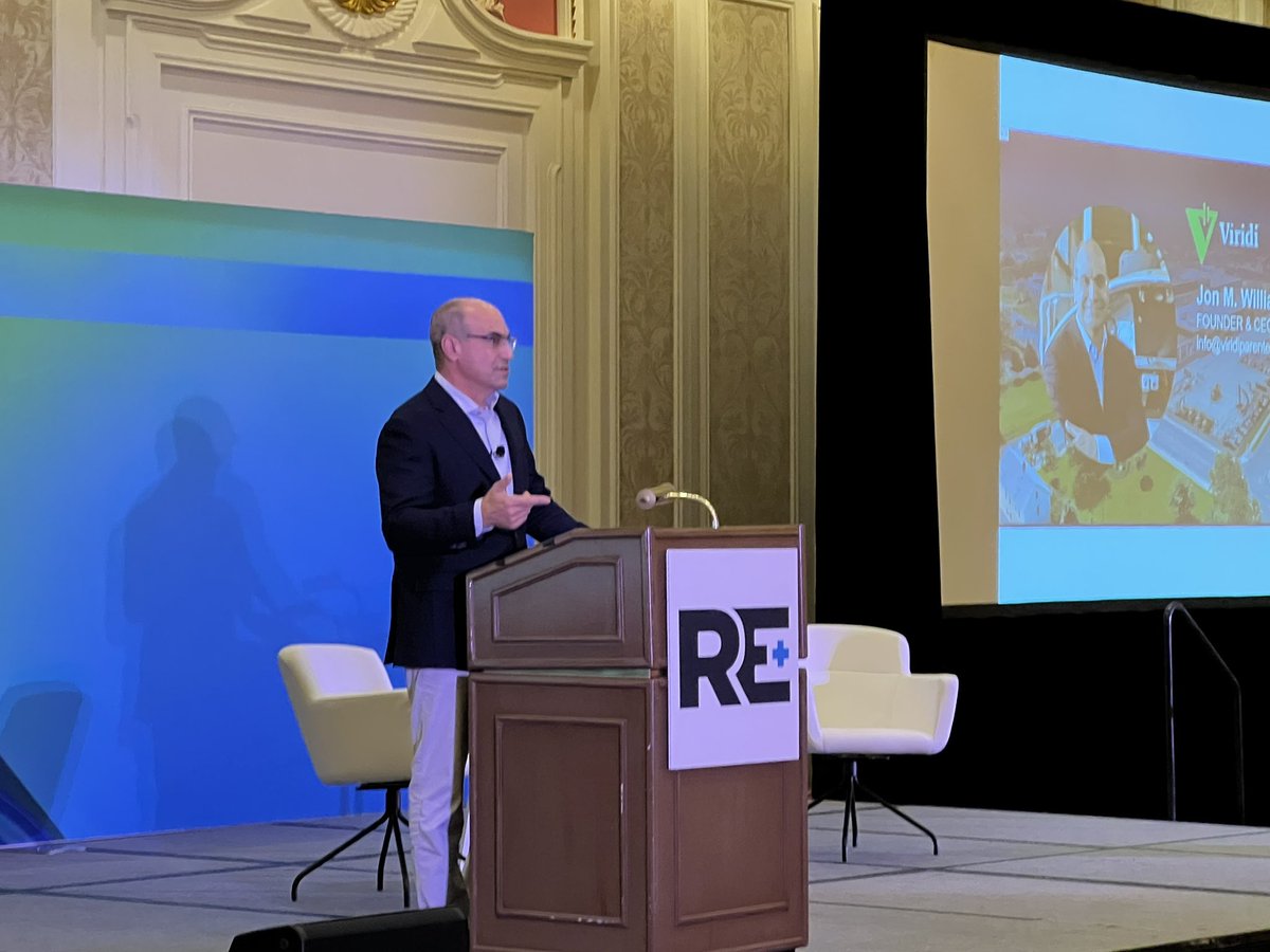 Jim_Madej's tweet photo. Jon Williams speaking at RE+.   We are here and would love to connect on partnership opportunities https://t.co/E0i9NNHbgN