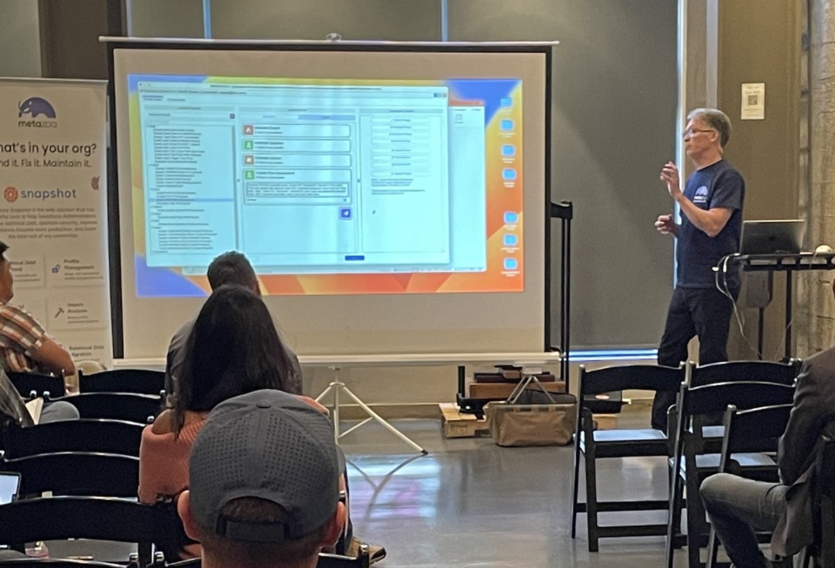 Our AI session with <a href="/bill_appleton/">Bill Appleton</a> is underway, and it's breaking news on transforming the way you manage your <a href="/salesforce/">Salesforce</a> orgs with AI! 🚀 Truly revolutionary stuff! #DF23 #Dreamforce2023
