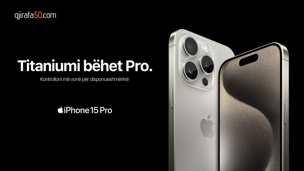 iPhone 15 Pro. Përpunuar nga titani dhe me çipin revolucionar A17 Pro, një Action button të personalizueshëm, dhe një sistem shumë-funksional të kamerës Pro. 

Së shpejti në Gjirafa50.com - Rishitës i autorizuar i Apple