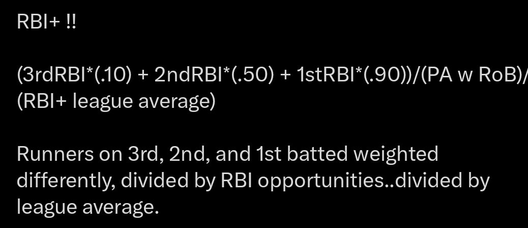 Homerspy's tweet photo. @thetrevorharris @MLBONFOX RBIs tendered based on RBI opportunities is a very meaningful stat as you suggest. A player shouldn't be penalized for not having quality players batting before them. I put this together to capture that. https://t.co/GsLItDPA2d