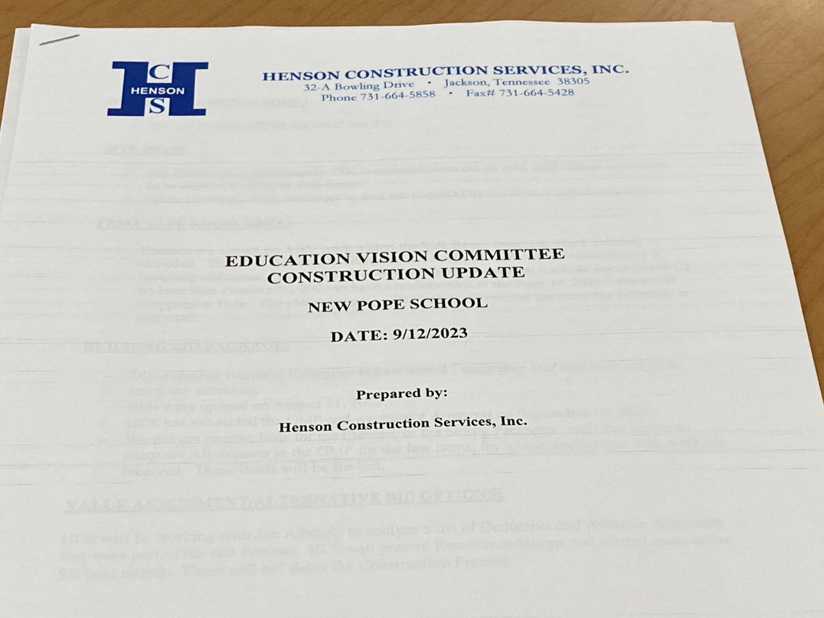 Jackson-Madison County Schools (@jmcschools) on Twitter photo Happening Now: County Commissioners are with us <a href="/pope_school/">Pope School Panthers</a> for the monthly Ed Vision Committee meeting. Theyβre getting briefed on the New Pope School construction
π§ ποΈπ¦Ίπ§±Keep an eye on our live newsletter for budget and timeline details Friday >>>> smore.com/25gc4-updates-β¦ Happening Now: County Commissioners are with us <a href="/pope_school/">Pope School Panthers</a> for the monthly Ed Vision Committee meeting. Theyβre getting briefed on the New Pope School construction
π§ ποΈπ¦Ίπ§±Keep an eye on our live newsletter for budget and timeline details Friday >>>> smore.com/25gc4-updates-β¦
