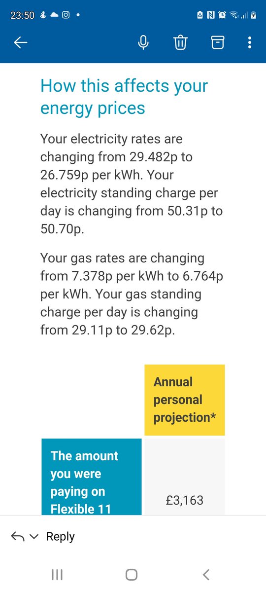 Leesaclarke's tweet photo. #shellenergy so energy prices are reducing so to compensate your profits you increase the standing charge please explain the rationale behind this https://t.co/c2i6W2XHQ1