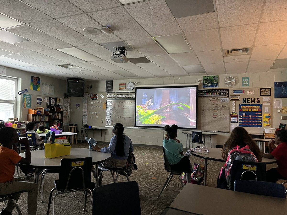 We ended today by continuing our read aloud of “Charlie and the Chocolate Factory” before turning to the 2005 movie for the first song in the book. These 3rd Graders already looked forward to continuing the book daily, but now they have even more to look forward to!