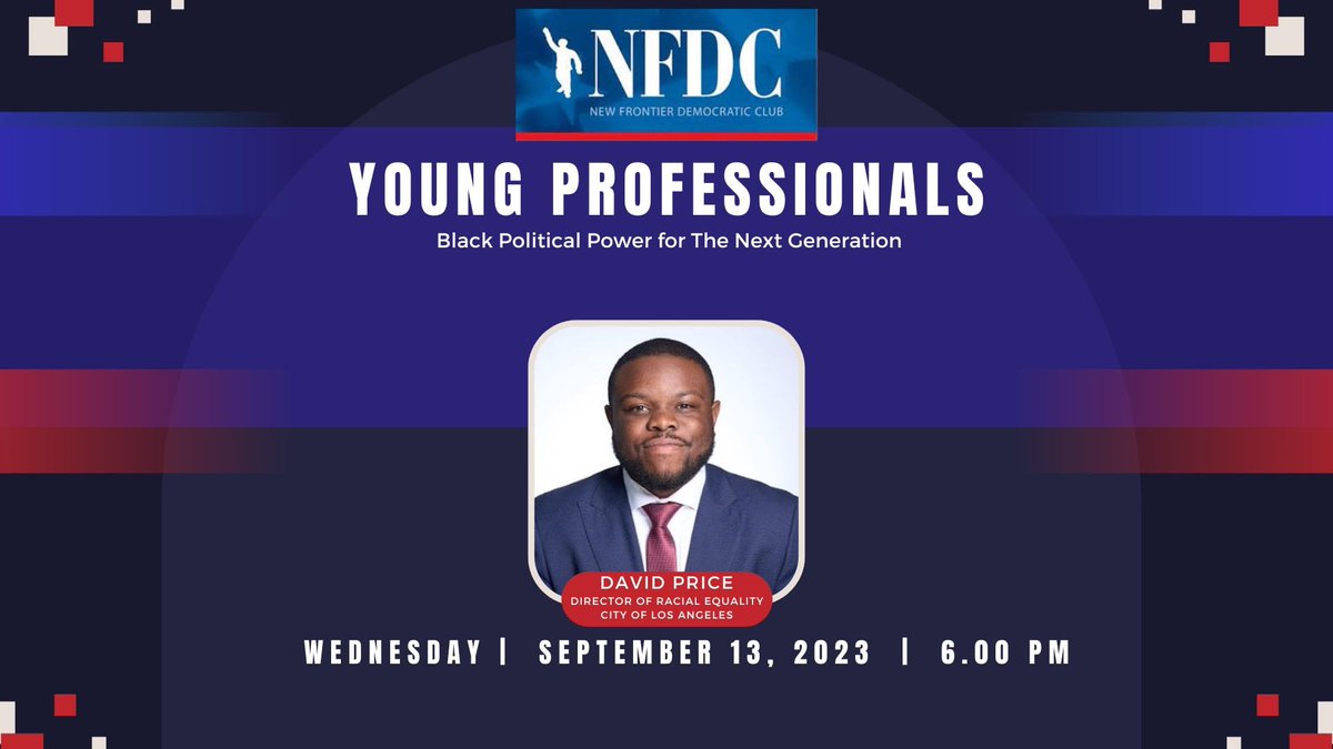 nfdcpr's tweet photo. 📢 Join the convo on "Black Political Power for the Next Generation" with New Frontier Democratic Club! 

Speaker: David Price, Director of Racial Equality for LA Civil Rights Commission (@lacivilrights)! 🗳️

📅 When: Sep 13, 2023, 6 PM 📍 
Zoom 🔗 RSVP: https://t.co/9vJgKMxKXy https://t.co/lEtJZZKq5R