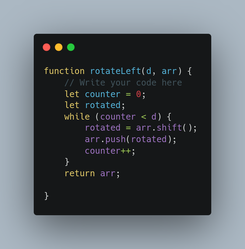 NgadjeuDanel's tweet photo. Day 8
The function rotateLeft, rotates an array to the left base on a given number of iterations.
#WebDevelopment #JavaScript #Algorithms #Careerwise #AlgoSept #RebaseAcademy #30daysAlgo https://t.co/ZFxqv6pY3Q