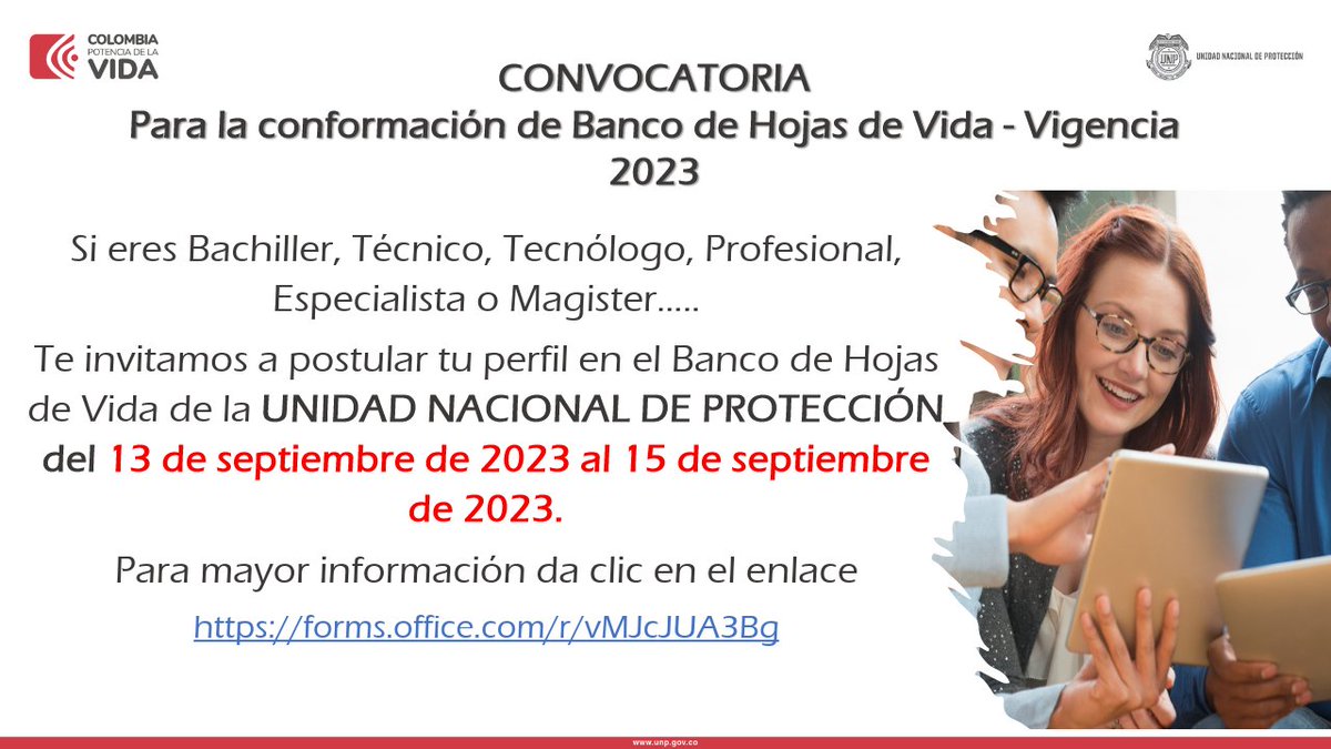 UNPColombia's tweet photo. Convocatoria, Banco de Hojas de Vida https://t.co/qEatD0w1D3