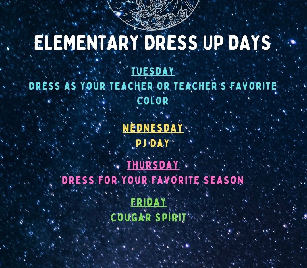 Join us in the homecoming fun at both the high school and elementary! Dress up days are September 19th - September 22nd. Can’t wait to see what everyone comes up with! Be sure to take pictures and tag us in the homecoming fun!