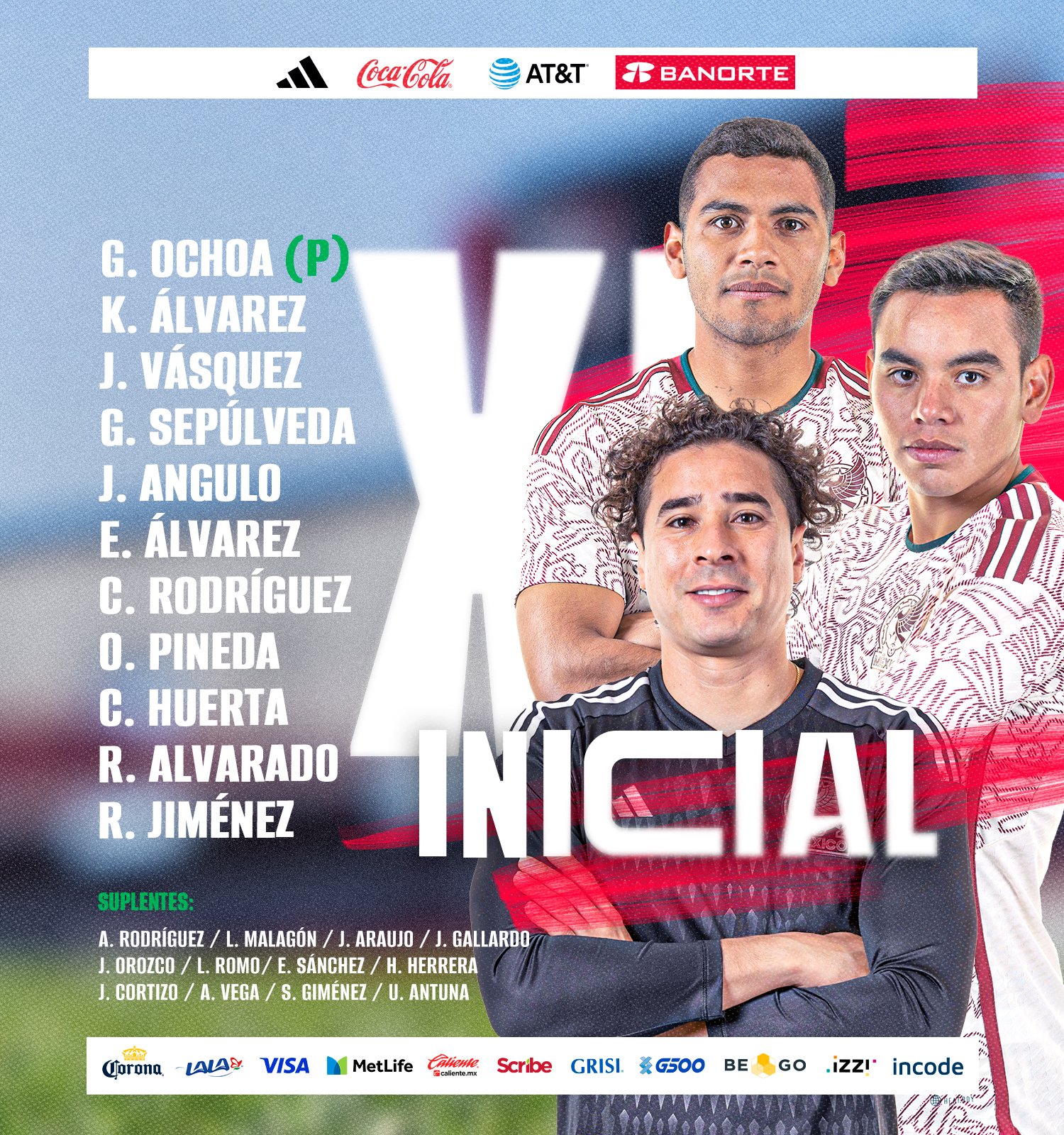 Alineaciones de México vs. Uzbekistán