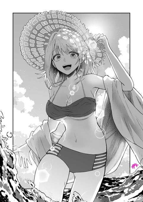 夏が終わりそうなので、水着の絵🩱🪼
#絵描きさんと繋がりたい 
#漫画家志望さんと繋がりたい
#絵柄が好みって人にフォローされたい 