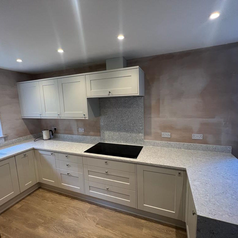 NJSInstallation's tweet image. Two tone Kitchen &amp;amp; Utility in Sage and Porcelain with both Monte Bianco Quartz and solid oak block worktops. Flooring Amito Fawn Oak  😍 @Town &amp;amp; Country Marble @Copthorne Flooring @Howdens  #newkitchen #kitcheninstallation #kitchen #quartz #kitchendesign #utility #newutility