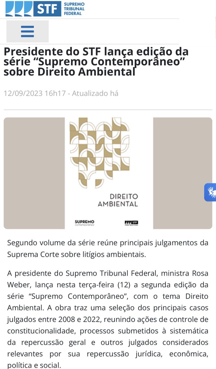 jorgamsoares's tweet photo. O STF lançou hoje, 12/09/2023, em formato PDF, a série “Supremo Contemporâneo”, reunindo os principais julgamentos da Corte com a temática litígios ambientais. Link para acessar a publicação: https://t.co/CRInDcLTzV @CarlosnoMp https://t.co/6AE22zZ3VY