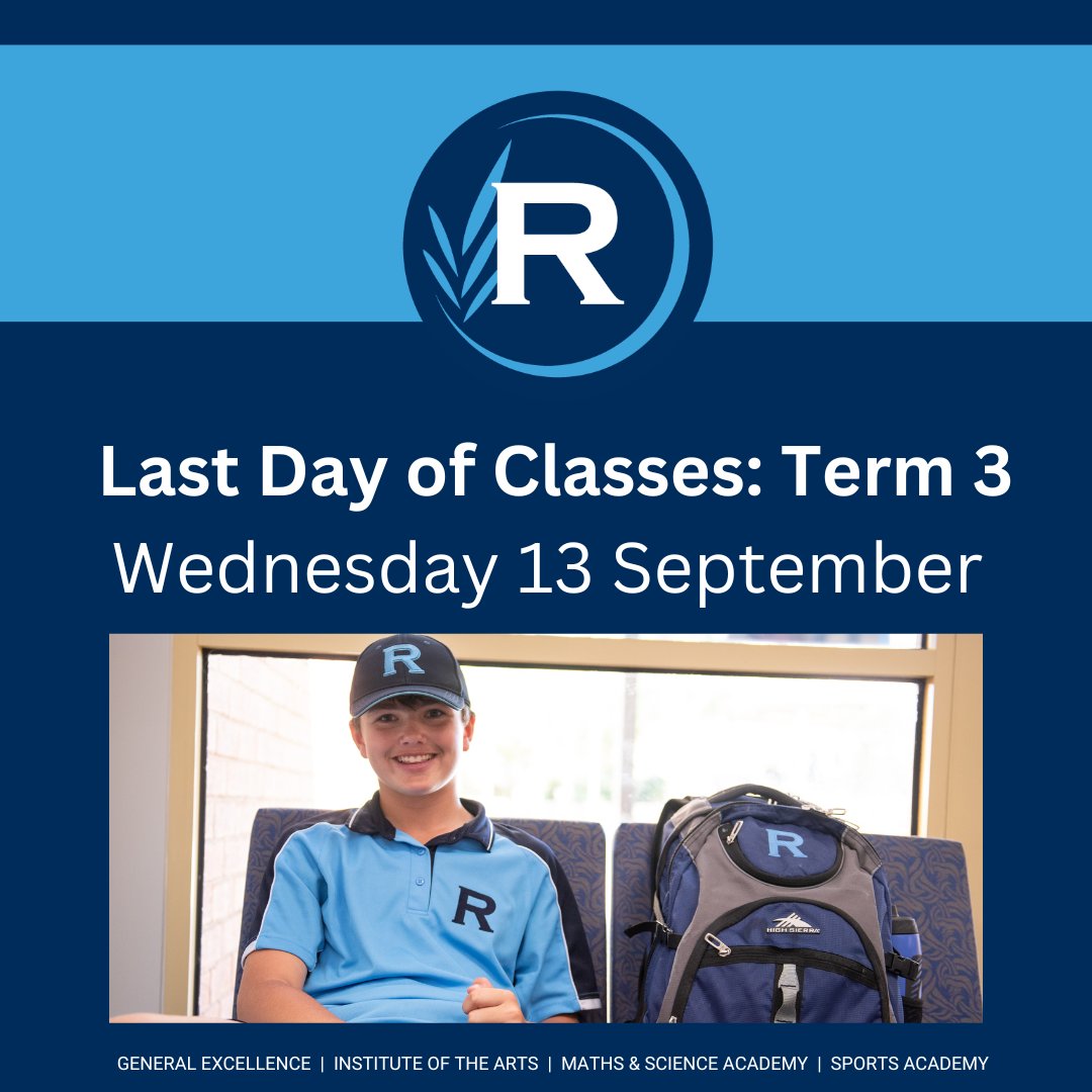 Today is the last day of classes for Term 3 & school will finish at 1.45pm. Buses will depart the East around 2.05pm (once Transfer bus arrives).
Transfer bus will depart West at 1.52pm.
Thursday is an Alternative Student Program Day & Friday a Student Free Day. #endofterm3
