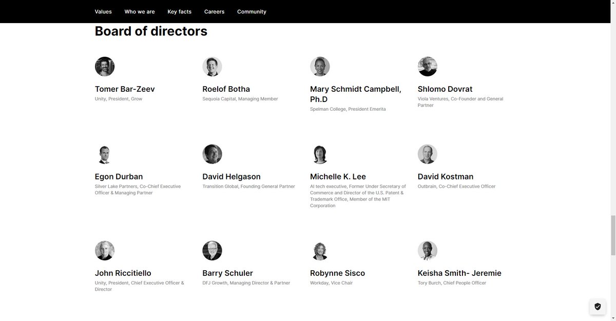 Hey all you #gamedev folks, if you want to protest the new #unity3d pricing changes, feel free to look up the contact information for anyone in this list (except John Riccitiello) and ask for help. Only 5 of them have Twitter accounts!