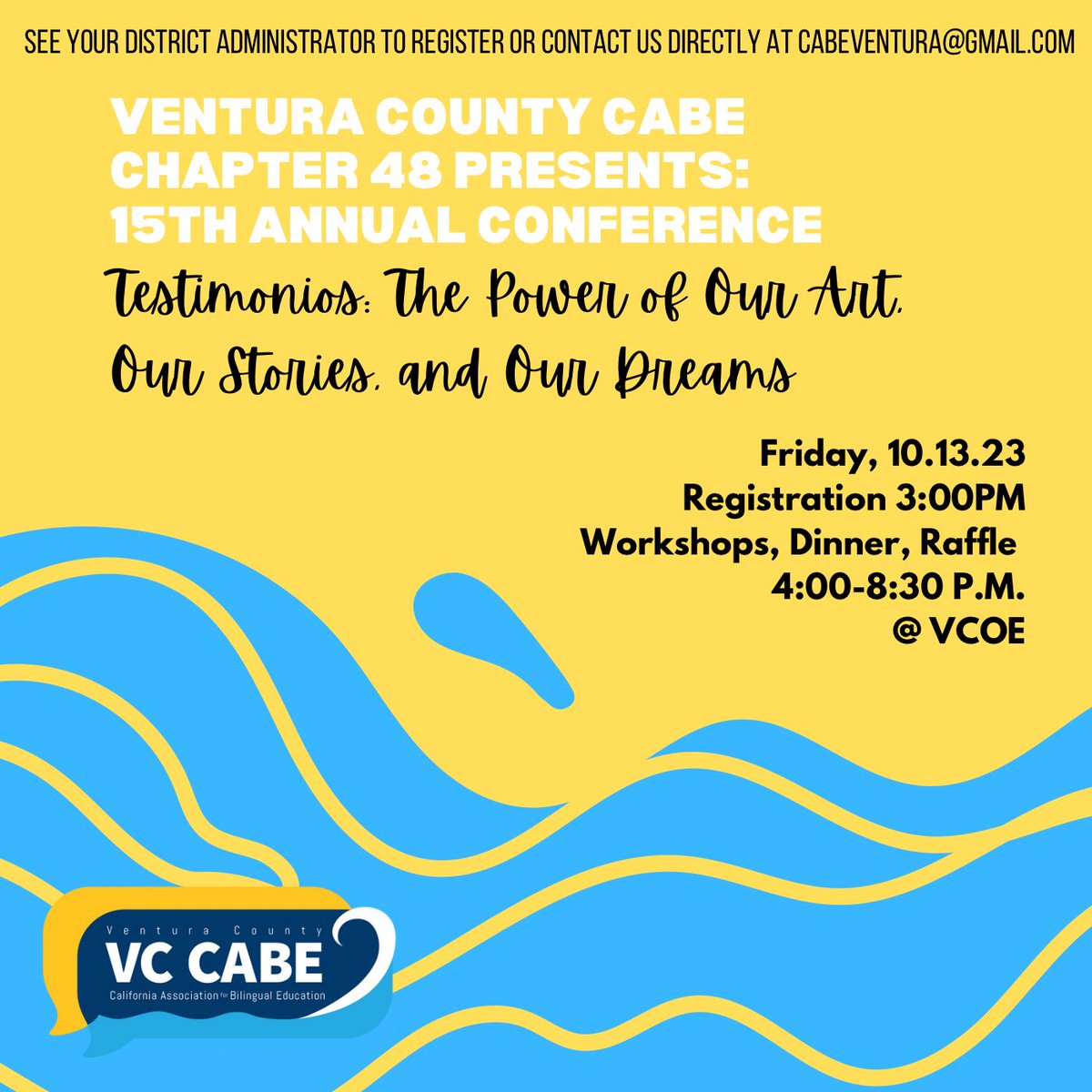 VCCabe's tweet photo. Registration is now open! Please see your district administrators to register or contact us directly. See you there! #cabe #cabebilingual #vccabe #duallanguage #venturacounty https://t.co/bk2MOTmTtW