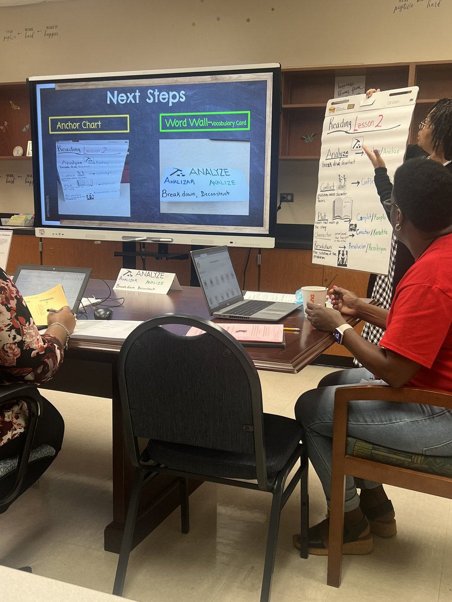 Excellent Reading PLC today @TradewindsMS where our Reading teachers and @AllisondeGrego2 focused on standards, strategies and data to meet the needs of our students. 📝 🖥️