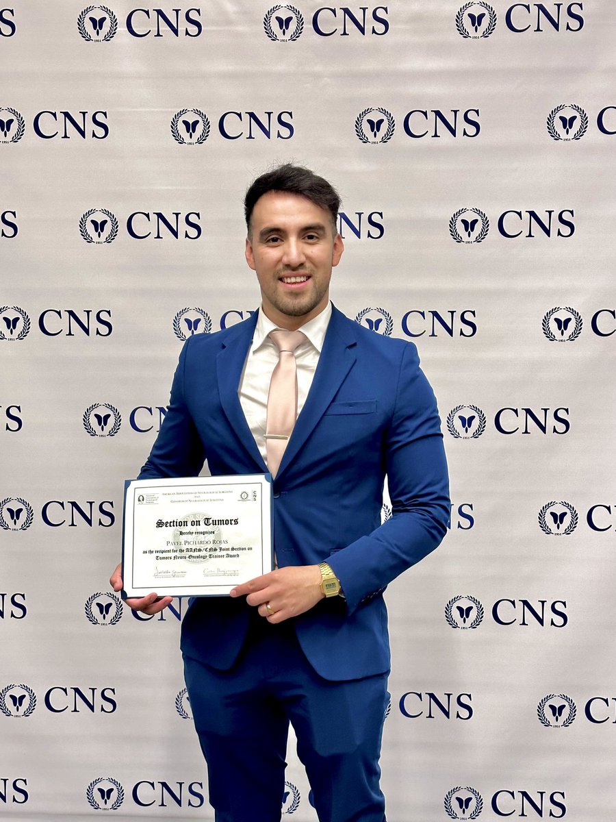 PavelPichardoMD's tweet image. It’s been an honor to have received the AANS/CNS Tumor Section Neurooncology Trainee Award! Thanks to my wonderful mentors @EsquenaziMD @DrNTandon, I am humbled to have the opportunity to share our work at @NeurosurgUTH A dream come true! Thanks @CNS_Update #2023CNS