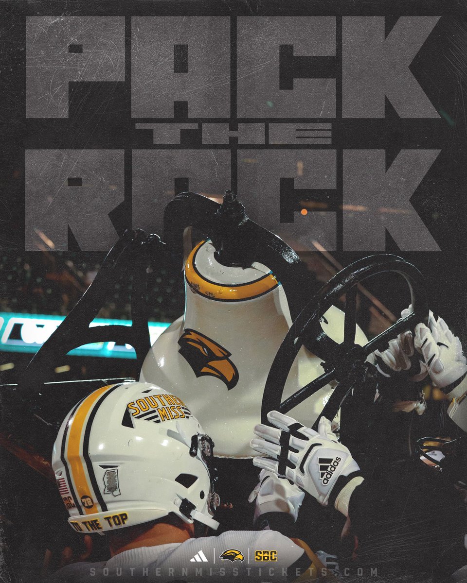 SouthernMissFB's tweet photo. 🗣️ PACK THE ROCK

🎟️ https://t.co/6o2bGOQMwT
🔗 https://t.co/HbCqxyKOFY https://t.co/OCmGnayuix