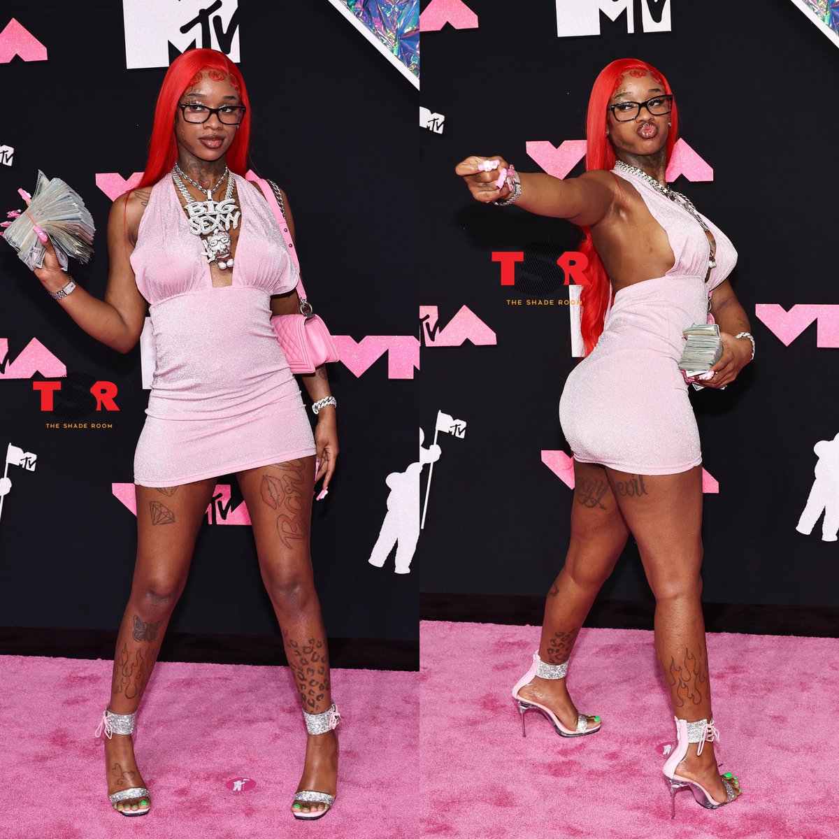 TheShadeRoom's tweet photo. #TSRVMAs: Ohkayyy lewksss! Glorilla , Sexyy Red, Selena Gomez, and Tinashe did not come to play on the #VMAs red carpet! π₯(SWIPE) (πΈ: @gettyimages) https://t.co/dzJ1FtfGUY