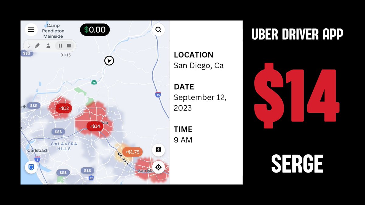ridexserve's tweet photo. 🚗 Driving in San Diego, CA? Check this out!
Saw a $14 surge in Vista this morning! If you're looking for a hotspot, consider Vista, San Marcos, Carlsbad, or Oceanside. Between 7-9 AM 📅 September 12 2023 @ridexserve @TheRideshareGuy @sergioaved @Aacreation911
#uberdriverapp https://t.co/RCvfEHj1qJ