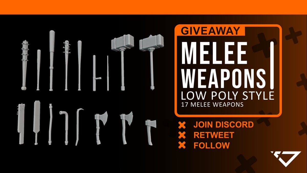 nerv_corps's tweet photo. 🔥MELEE WEAPONS PACK🔥
Game Ready Assets Giveaway!

To win:
✔️ JOIN DISCORD: https://t.co/xyar5goXyj
✔️ RETWEET
✔️ FOLLOW US

Head over to our Discord #news channel and react to our giveaway! 
Referrals get additional entries.
Winner must check out requirements to qualify! https://t.co/UaCcuidC1l