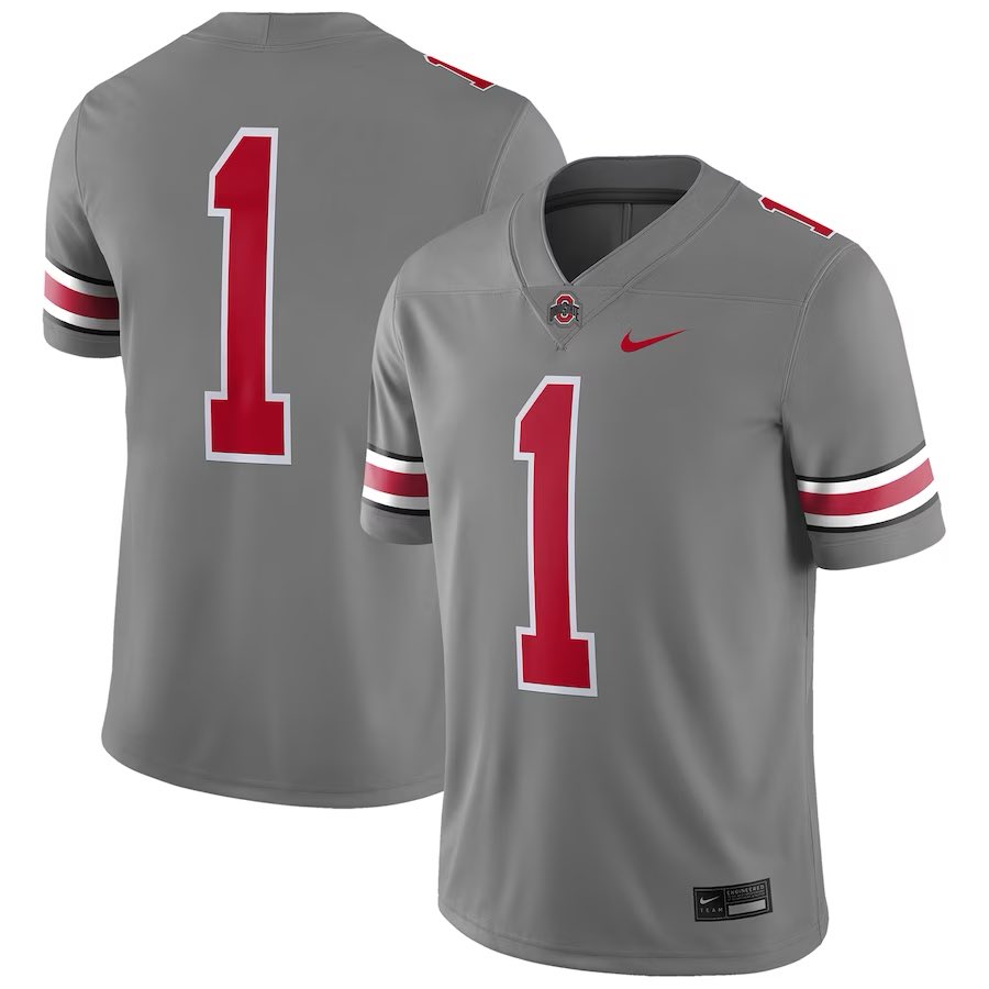 Men's Nike Steel/Scarlet Ohio State Buckeyes Game Jersey Size: Medium