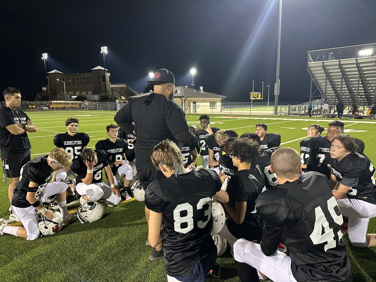 SchimAthletics's tweet photo. Week of winning for Schim football!! 
7th grade B team: 48-0
7th grade A team: 41-6
8th grade A team: 30-21
So proud of these boys and we’re already working hard preparing for next week!! GO PANTHERS!
@SMS_Panthers @PISDAthDept https://t.co/CPEgm8ZHny