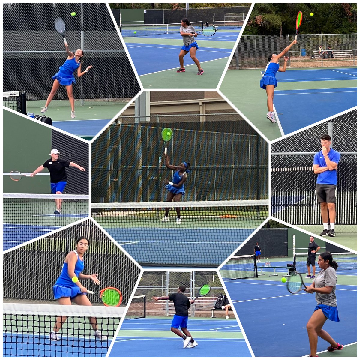 J_MOtivated's tweet photo. Tyler High vs Hallsville 
District action on both the tennis court &amp; volleyball court this evening.  🦁🎾🏐 https://t.co/Jx3iOeI2AV