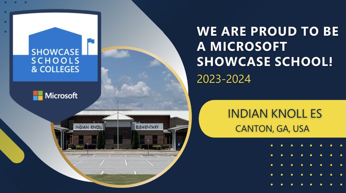 Congratulations to the tech savvy staff @IndianKnollES 🎉 We’re a third year MICROSOFT SHOWCASE SCHOOL @CherokeeSchools @ITSCCSD #ShowcaseSchool #IKESmsEDU @MicrosoftEDU 🎉💯❤️💙💛