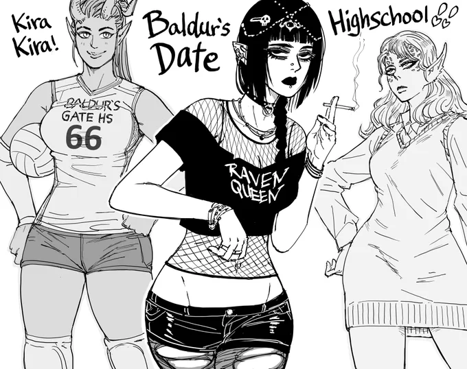 Patreon request:
Baldur's Gate 3 girls in their school attire. 