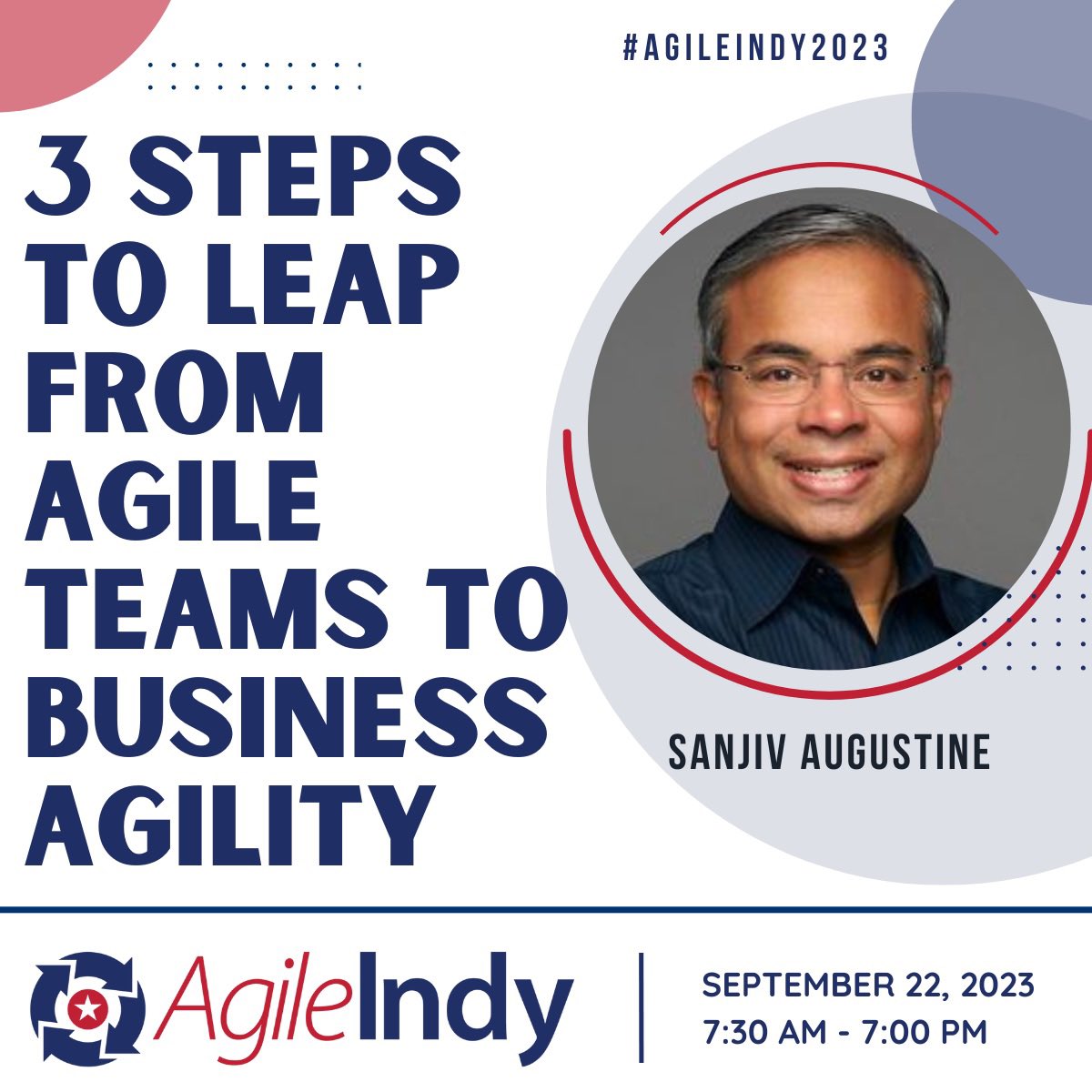 jenniferbenak's tweet image. 📣 Don’t miss 🔑 Sanjiv Augustine 🎯 as one of our amazing speakers for the 2023 AgileIndy Conference! 🎉

Get tix now: lnkd.in/g64YGbzu
More details: lnkd.in/exYyu_u4

Connect, learn, and grow with Agile professionals. See you there!

#agileindy2023 #AgileIndy